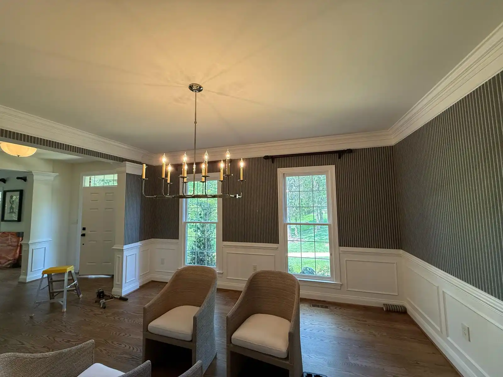 Historic home wallpaper installation plaster walls in Grandmont-Rosedale, Detroit